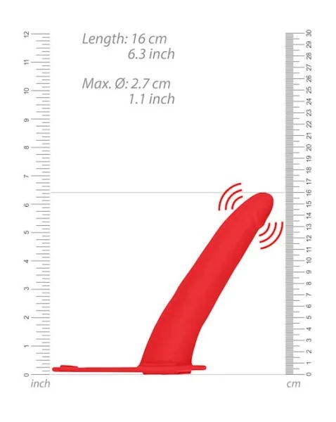 Vibrating Silicone Strap-on - Adjustable  - Red - O/s