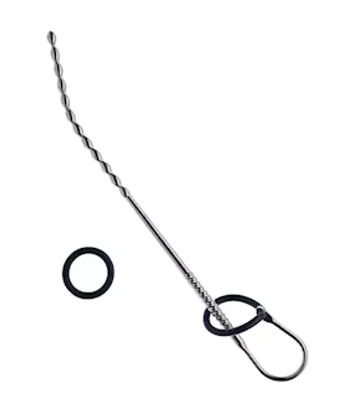 Kink Range Ball Penis Plug With Silicone Ring - 10.6 Inch - Silver — image 2 of 2