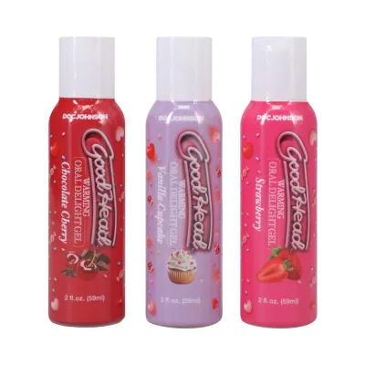 Goodhead Warming Oral Delight Gel Strawberry Vanilla Cupcake Chocolate Cherry 3 pack 2 Oz