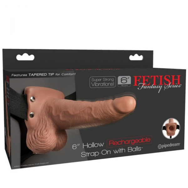 Rechargeable Vibrating Hollow Strap-On With Balls