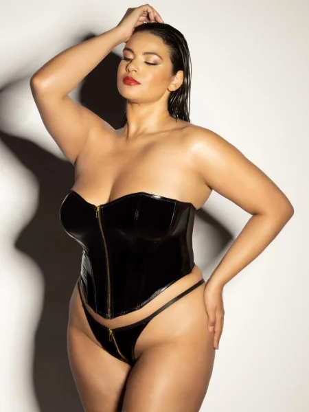 Oh La La Cheri Black Rider Vinyl Zip Front Corset