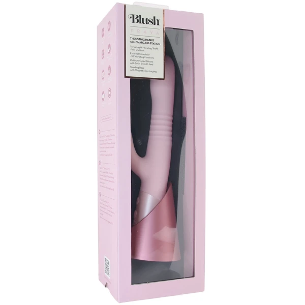 Fraya Rechargeable Silicone Thrusting Dual Stimulation Vibrator By Blush - Pink
