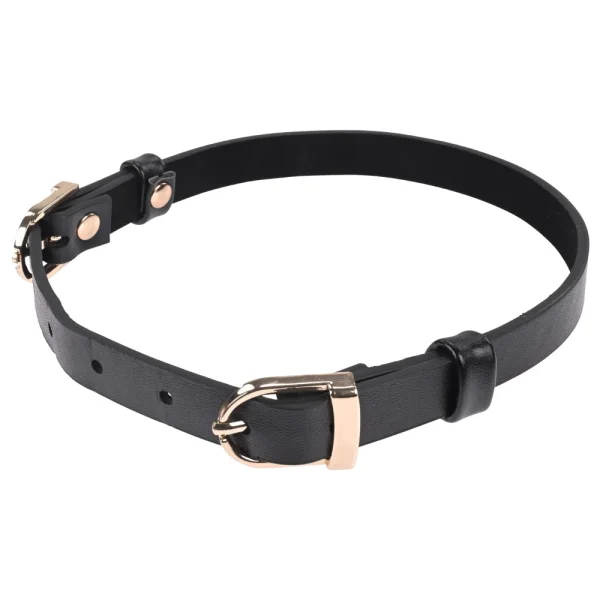 Sex & Mischief Double Buckle Day Collar By Sportsheets - Black & Gold