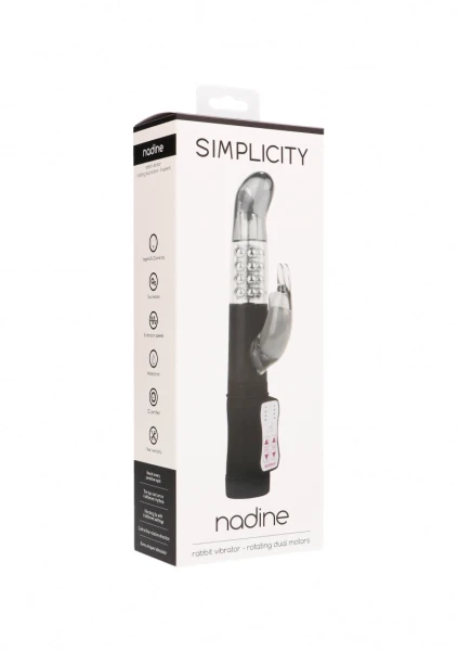 NADINE rabbit vibrator - rotating dual motors - Black — image 3 of 5
