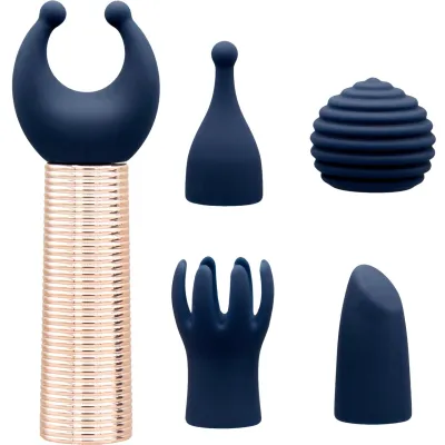 Pillow Talk Secrets Desires Rechargeable Waterproof Bullet With 6 Piece Silicone Attachment Set