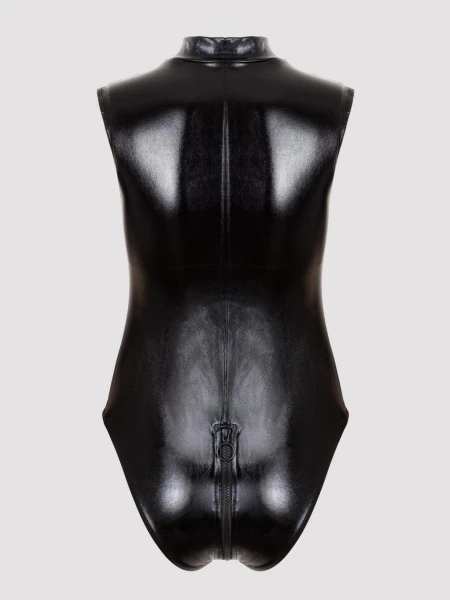 Lovehoney Plus Size Fierce Wet Look Peek-A-Boo Teddy