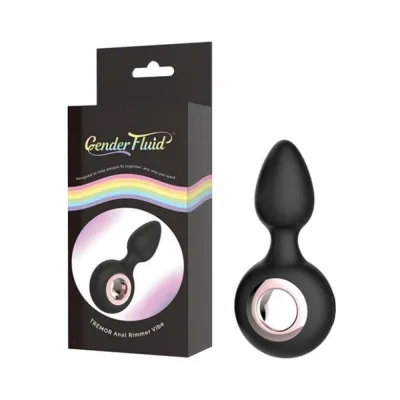 Gender Fluid Tremor Ring Plug Anal Vibe Silicone Black