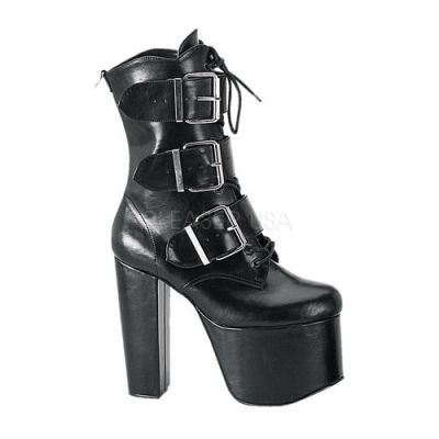 TORMENT 703 5 1 2 Goth Punk Cyber GoGo 3 Buckle Blk Pu Ankle BT