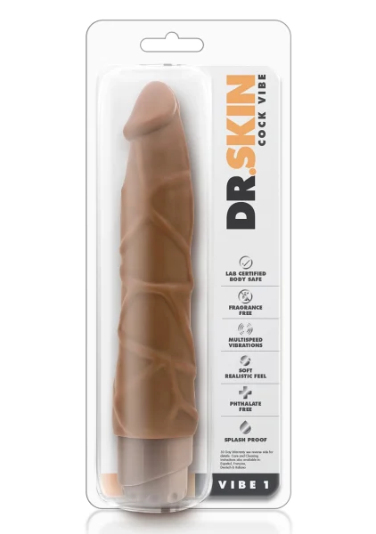 Dr. Skin - Cock Vibe 1 - 9 Inch Vibrating Cock -  Chocolate