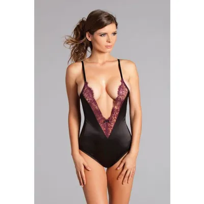 Claire Teddy Eyelash Lace And Opaque Front Teddy