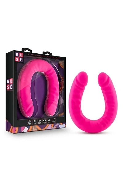 Blush Ruse Hot Pink 18 inch Silicone Slim Double Dong