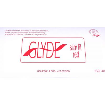 Glyde Condom Slim Fit Red 49mm Bulk 100 s