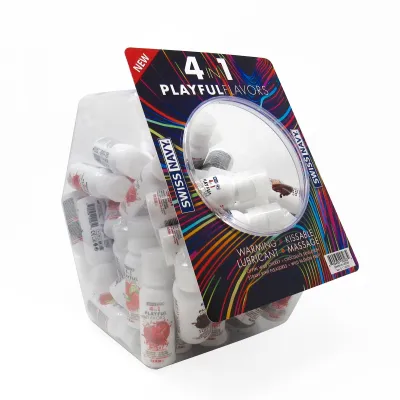 Swiss Navy 4 in 1 Playful Flavors 50 Count Bowl Assorted Flavors 1 Fl Oz Bottles
