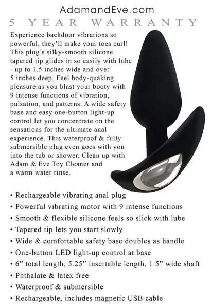 Adam and Eve's Rechargeable Vibrating Anal Plug