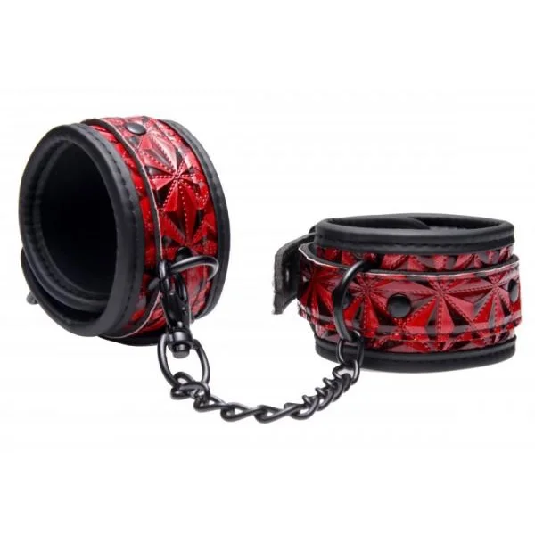 Crimson Tied Embossed Wrist Cuffs Red