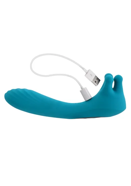 Heads Or Tails Silicone Rechargeable Waterproof Dual Stimulation Vibrator By Evolved Novelties - Teal