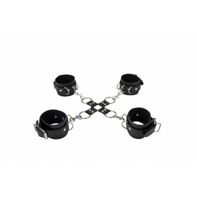 Leather Hand And Legcuffs Black Adult BDSM Toys