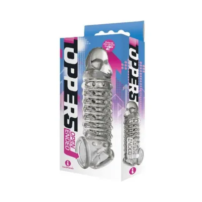The 9 s Toppers Open ended Ribbed And Nubbed Penis Extender Clear