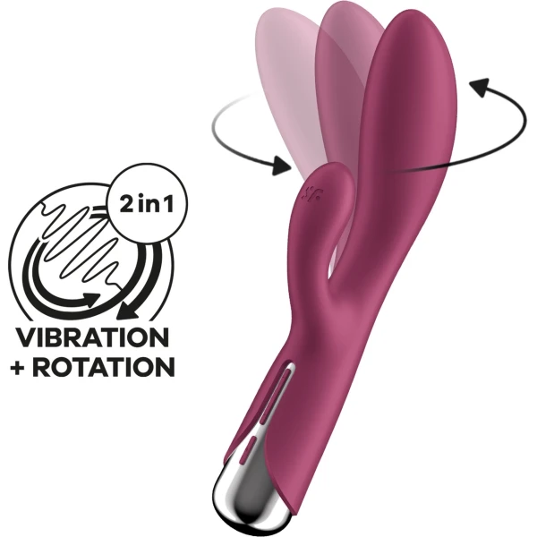 Satisfyer Spinning Rabbit 1 Rechargeable Waterproof Silicone Dual Stimulation Vibrator - Red
