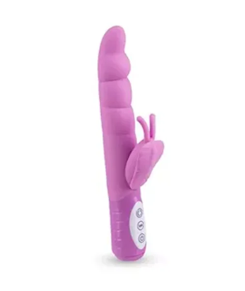Wiggle Butterfly Rabbit Vibrator - Pink - 8.5 Inch — image 3 of 4