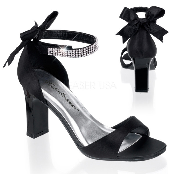 ROMANCE-372 - 3 1/4" Square Heel Closed Back Sandal W/Bow