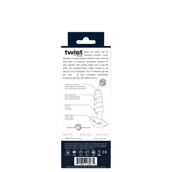 Twist Rechargeable Anal Vibe - Black Pearl