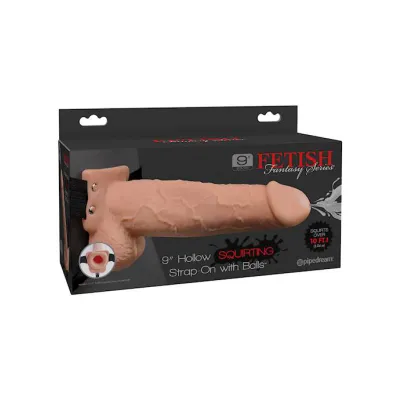 Fetish Fantasy Hollow Squirting Strap on With Balls Flesh 9 Inch