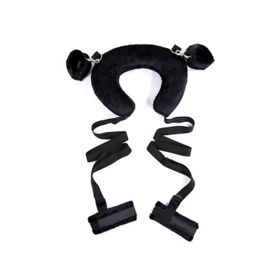 Kick Back Pillow Restraint With Cuffs Black