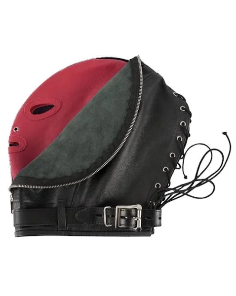 Leather Double Mask - Black / Red
