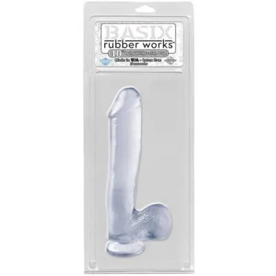 Basix Rubber Works 10 Inch Dong With Suction Cup Clear
