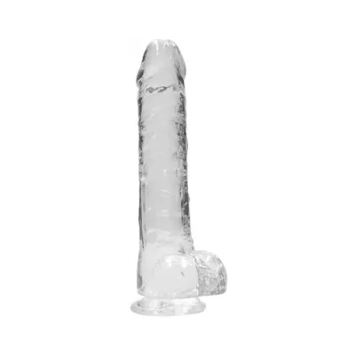 Realrock Crystal Clear Realistic Dildo With Balls 10 In Translucent