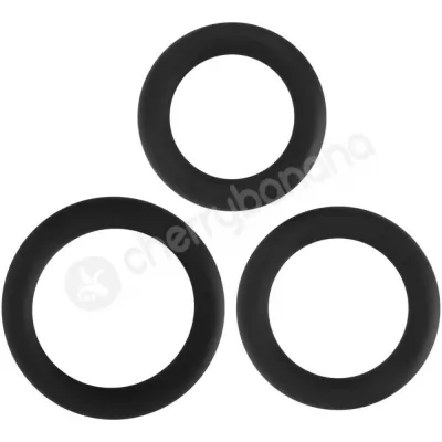 Adam Eve Silicone Stretchy Penis Ring Black 3 Piece Set