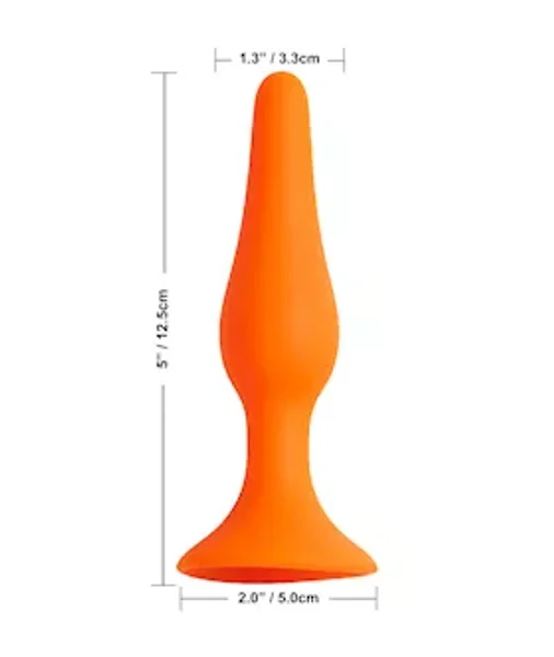 Share Satisfaction Large Silicone Butt Plug - Orange - Large — image 8 of 8