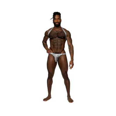 Strap on Dildos Harnesses Male Power S naked Shoulder Sling Harness Thong One piece Silver black L xl
