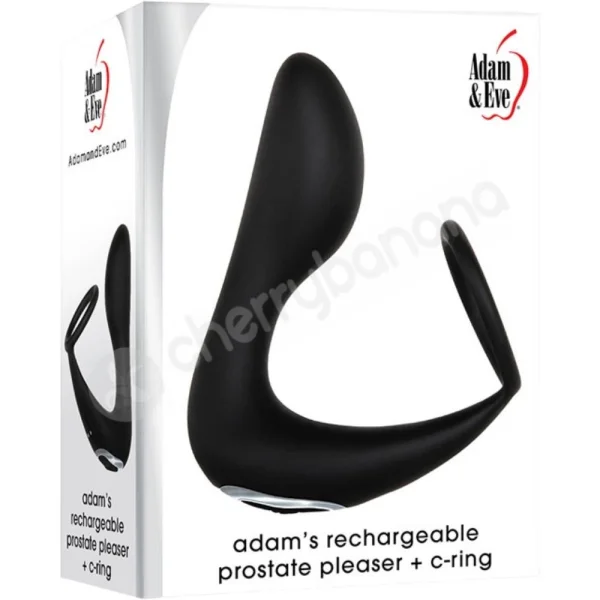 Adam & Eve Adam's Rechargeable Black Vibrating Prostate Pleaser & Cockring