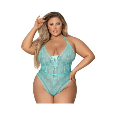Magic Silk Seabreeze Teddy W Snap Crotch Turrquise Queen Size