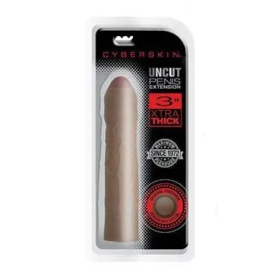 Cyberskin 3 Inch Xtra Thick Uncut Transformer Penis Extension Dark