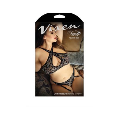Vixen Guilty Pleasure Bralette Panty L xl Black
