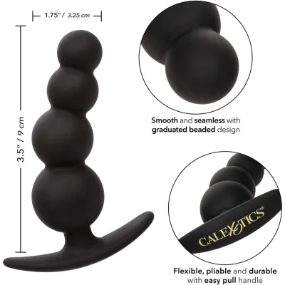 Boundless Beaded Plug Silicone Butt Plug By CalExotics Black