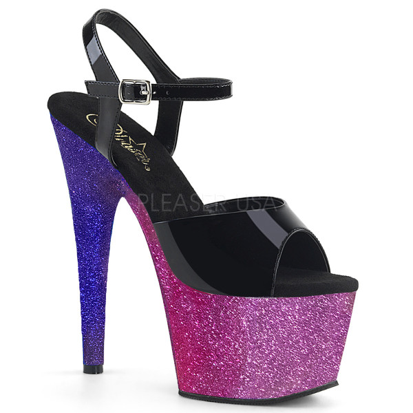 7 inches Heel, 2 3/4 inches Ombre Glittered PF Ankle Strap Sandal — image 17 of 25