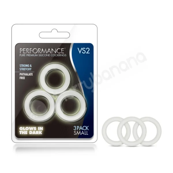 Performance VS2 Pure Premium Silicone White Cock Rings Small 3 Pack