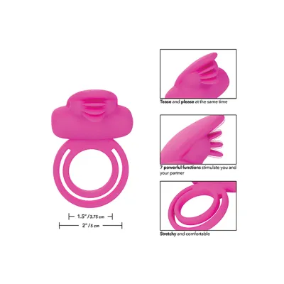 Silicone Rechargeable Dual Clit Flicker Cock Ring