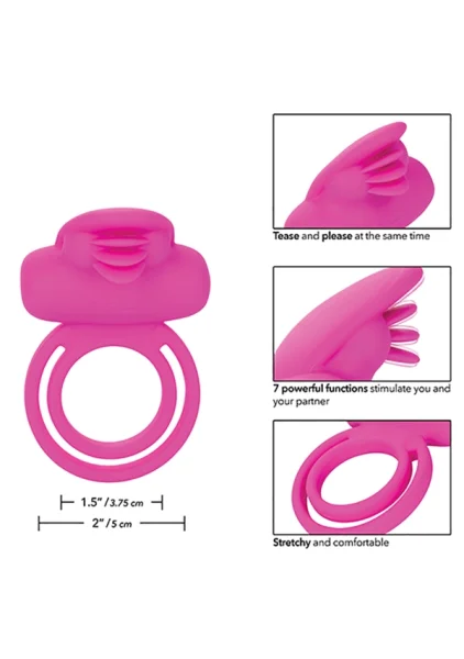 Silicone Rechargeable Dual Clit Flicker Cock Ring