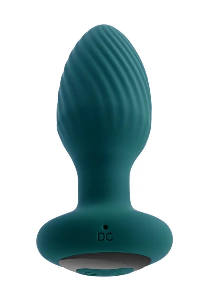 Playboy Pleasure Spinning Tail Teaser Silicone Rotating Vibrating Butt Plug With Remote - Evergreen