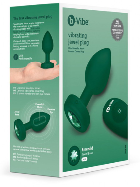 B-Vibe Vibrating Jewels Remote Control Plug M/L - various colours