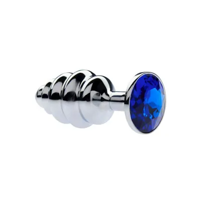 Kink Range Alloy Gemmed Butt Plug 2 9 Inch Blue Small