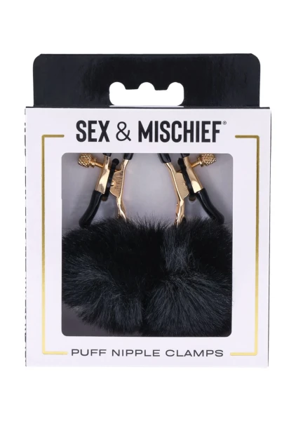 Sex & Mischief Puff Nipple Clamps By Sportsheets - Black & Rose Gold