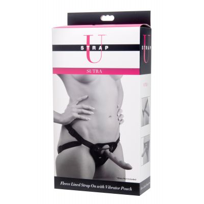 Sutra Fleece Lined Strap On with Vibrator Pouch