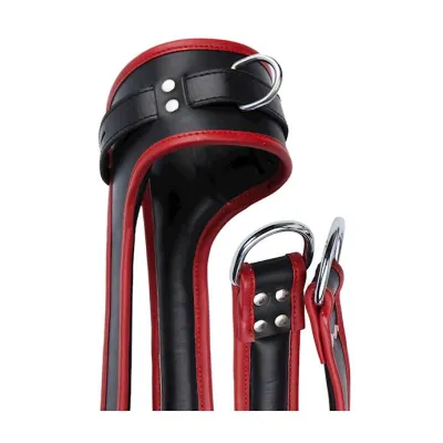 Bound X Tall Leather Suspension Cuffs Black Red