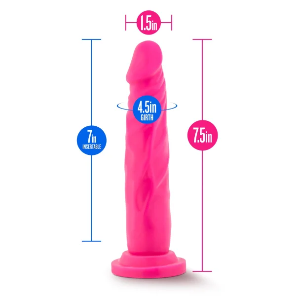 Neo - 7.5 Inch Dual Density Cock - Neon Pink